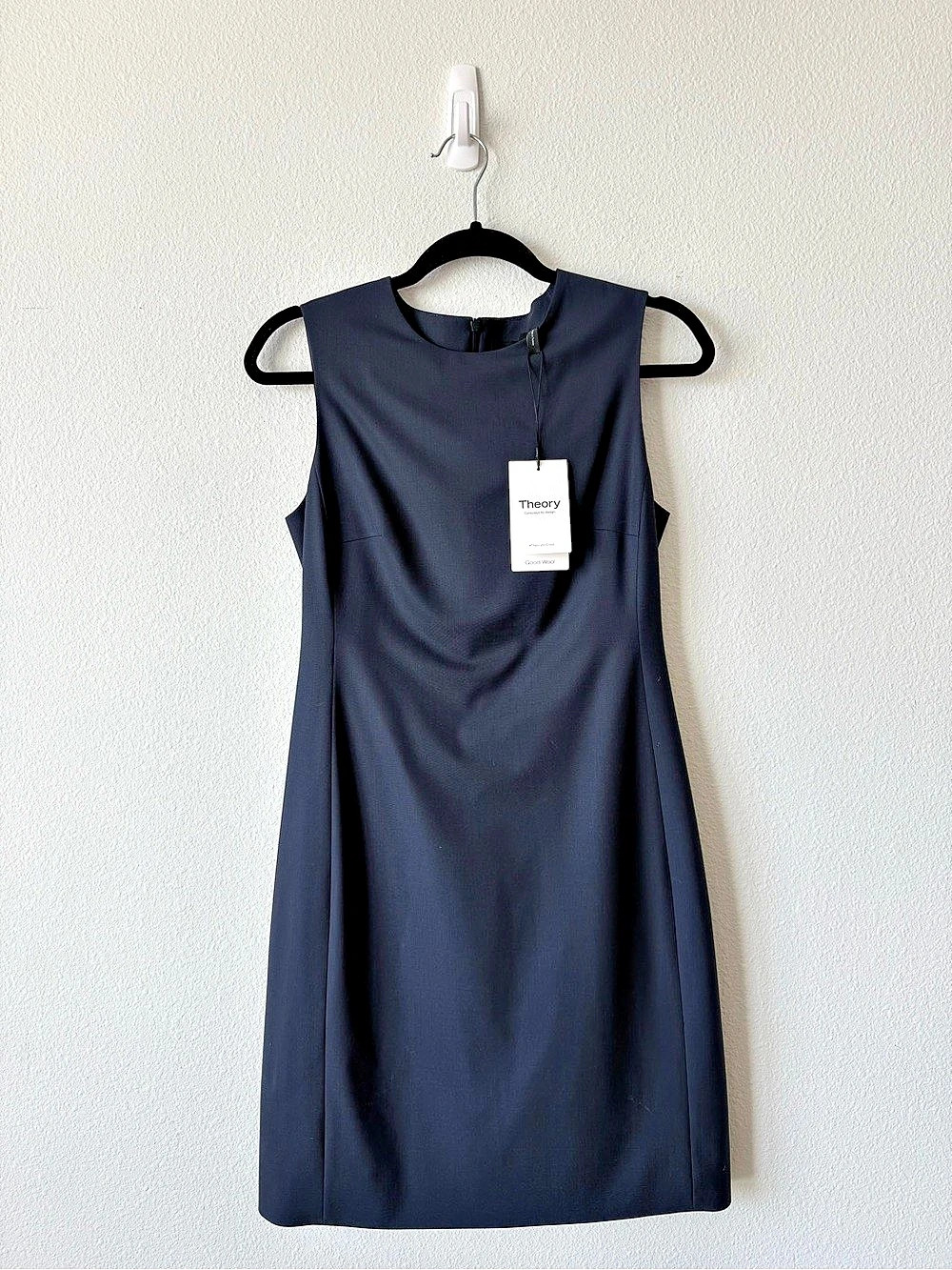 NWT Theory Sleeveless Fitted Dress in Good Wool Blue Size 4 - Picture 4 of 7